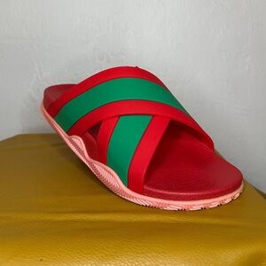 Gucci Red and Green Striped Slide Sandal